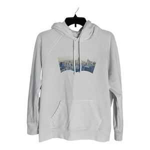 Levis White Graphic Hoodie New York City Skyline Batwing Logo Size L